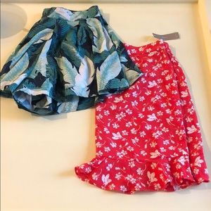 Palm Leaf Shorts & Patterned Skirt